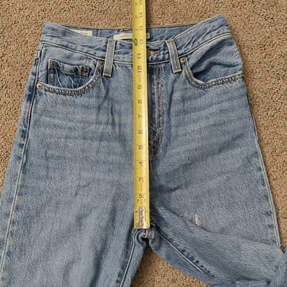 Levis Premium Jeans Womens Size 24 High Loose Flare Distressed Light Wash Blue - Picture 9 of 16